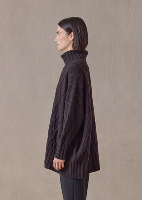 cashmere roll neck - long (cocoa)