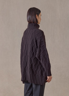 cashmere roll neck - long (cocoa)