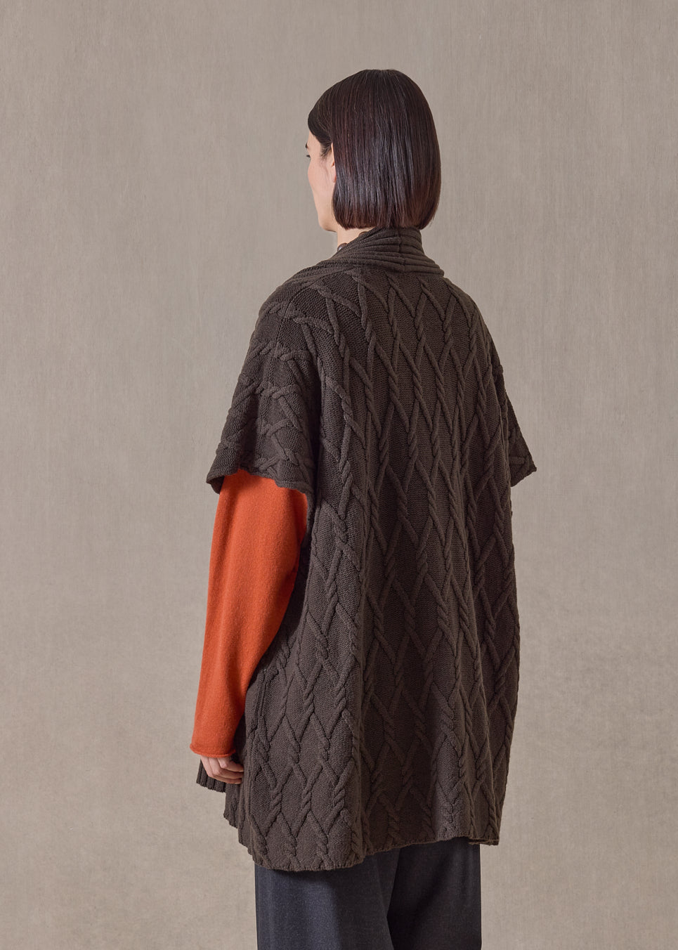 cashmere sleeveless shawl collar cardigan - long (darkloden)