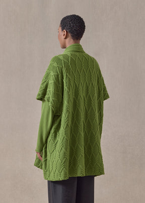cashmere sleeveless shawl collar cardigan - long (limedark)