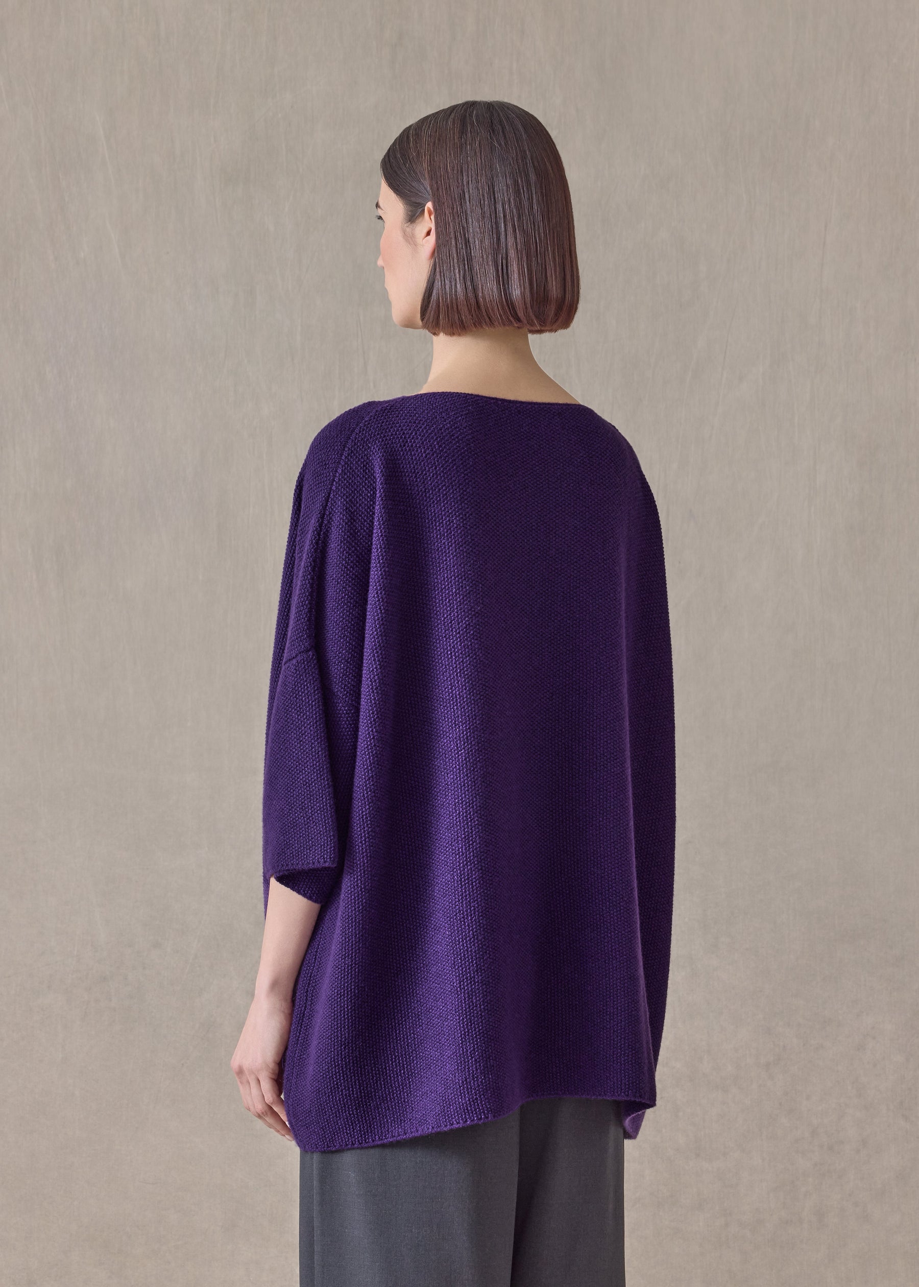 cashmere square 3/4 sleeve  top - long (tincture)