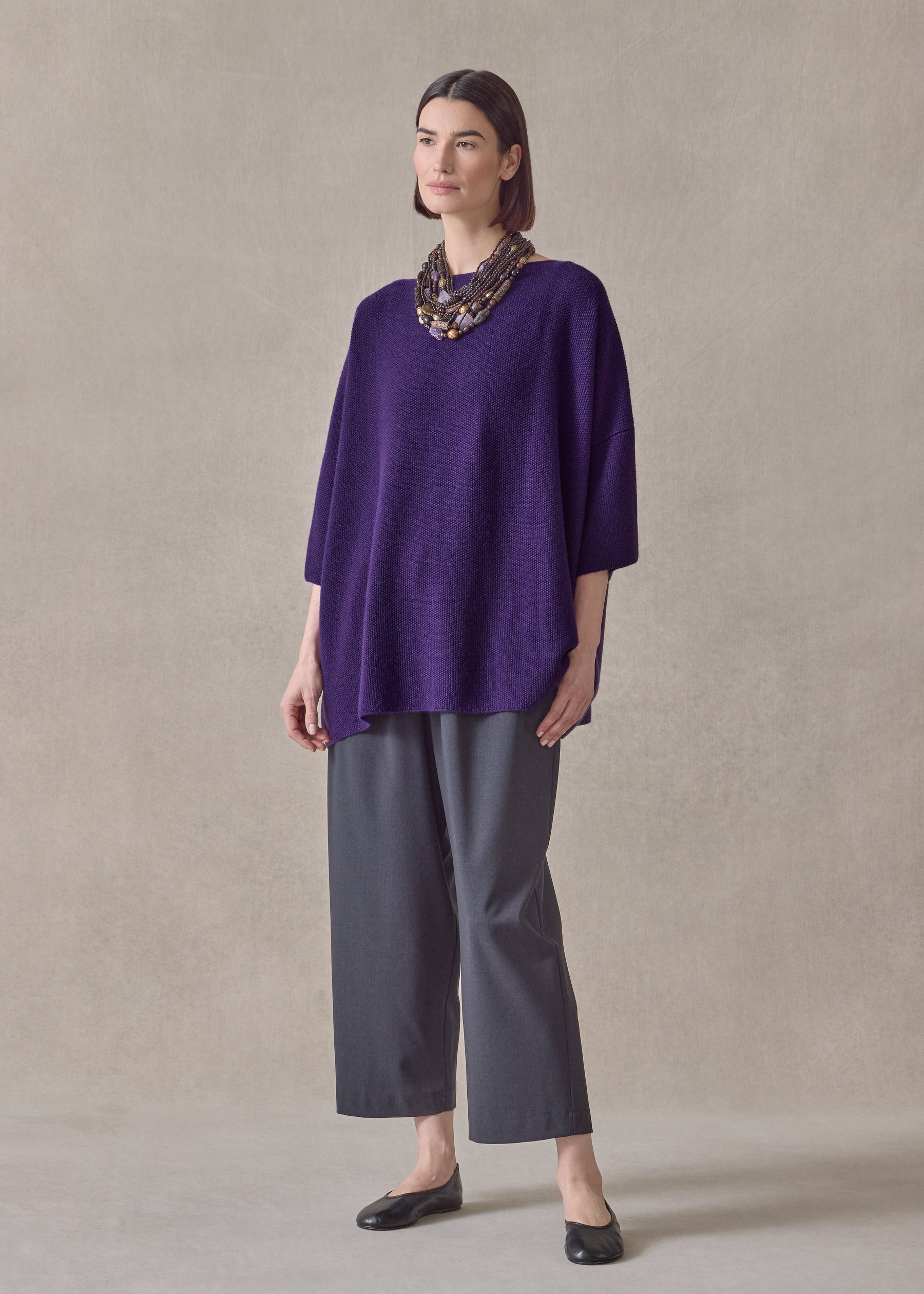 cashmere square 3/4 sleeve  top - long (tincture)