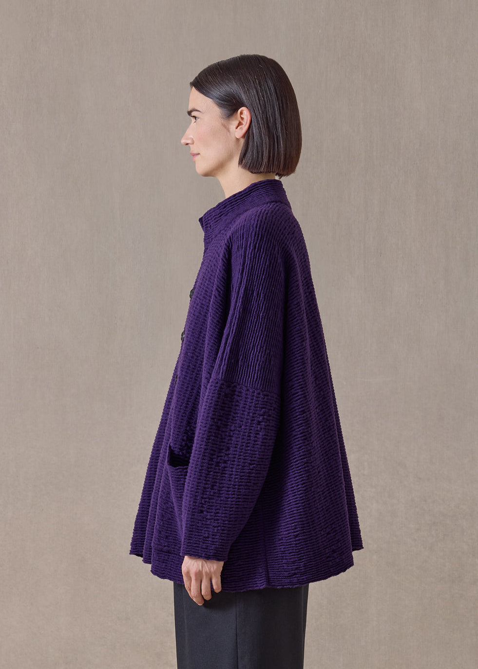 cashmere high neck button cardigan - long (tincture)