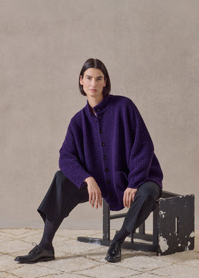 cashmere high neck button cardigan - long (tincture)