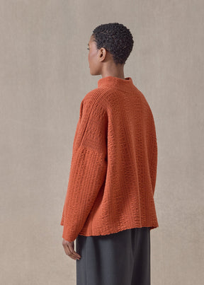 cashmere 3/4 width high neck cardigan - mid (rustdark)