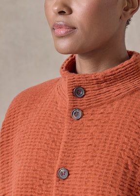 cashmere 3/4 width high neck cardigan - mid (rustdark)