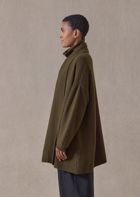 cashmere a-line scrunch shawl collar cardigan - long (lodenbronze)