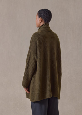 cashmere a-line scrunch shawl collar cardigan - long (lodenbronze)