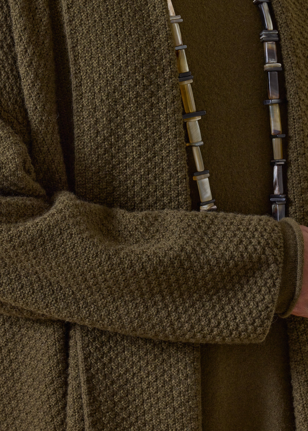 cashmere a-line scrunch shawl collar cardigan - long (lodenbronze)