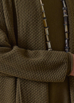 cashmere a-line scrunch shawl collar cardigan - long (lodenbronze)