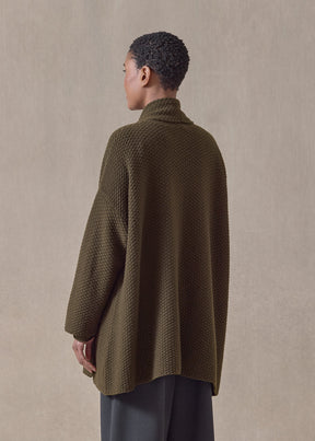 cashmere a-line scrunch shawl collar cardigan - long (lodenbronze)