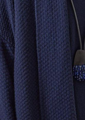 cashmere a-line scrunch shawl collar cardigan - long (navydark)