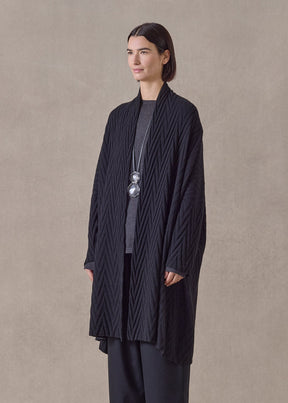 cashmere scrunch shawl collar cardigan - very long (black)