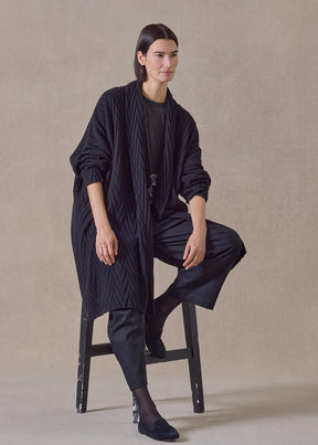 cashmere scrunch shawl collar cardigan - very long (black)
