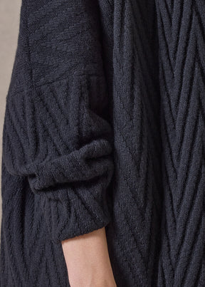 cashmere scrunch shawl collar cardigan - very long (black)
