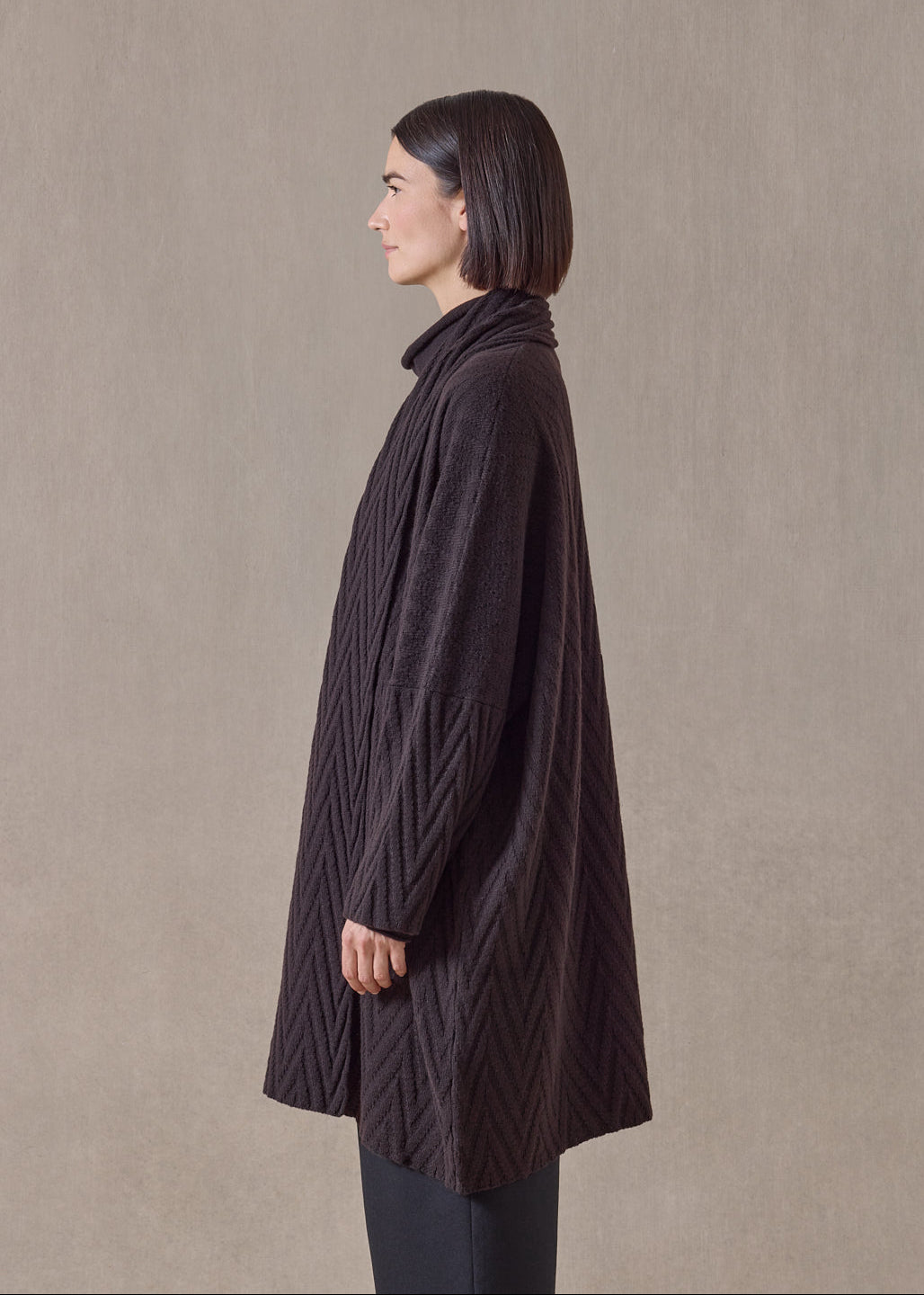 cashmere scrunch shawl collar cardigan - very long (cocoa)