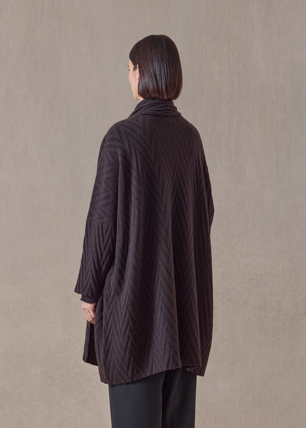 cashmere scrunch shawl collar cardigan - very long (cocoa)