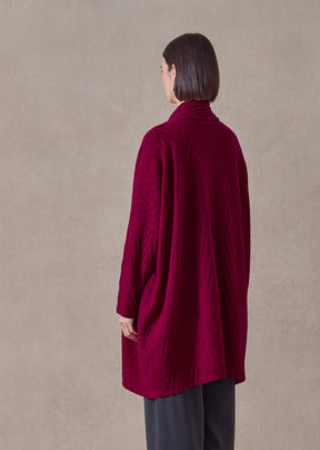 cashmere scrunch shawl collar cardigan - very long (magenta)