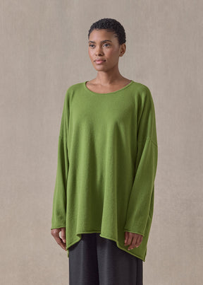 cashmere a-line bateau neck sweater - long (limedark)