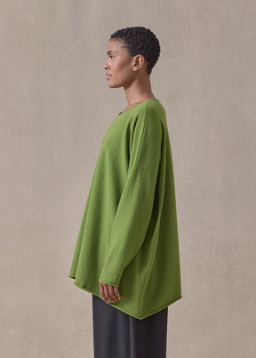 cashmere a-line bateau neck sweater - long (limedark)