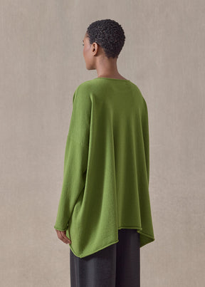 cashmere a-line bateau neck sweater - long (limedark)