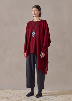 cashmere a-line bateau neck sweater - long (red)