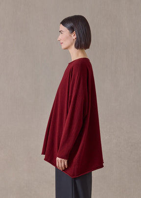 cashmere a-line bateau neck sweater - long (red)