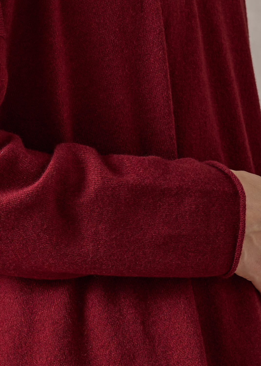 cashmere a-line bateau neck sweater - long (red)