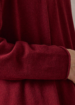 cashmere a-line bateau neck sweater - long (red)