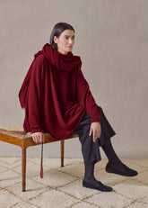 cashmere a-line bateau neck sweater - long (red)