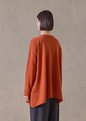 cashmere a-line bateau neck sweater - long (rust)