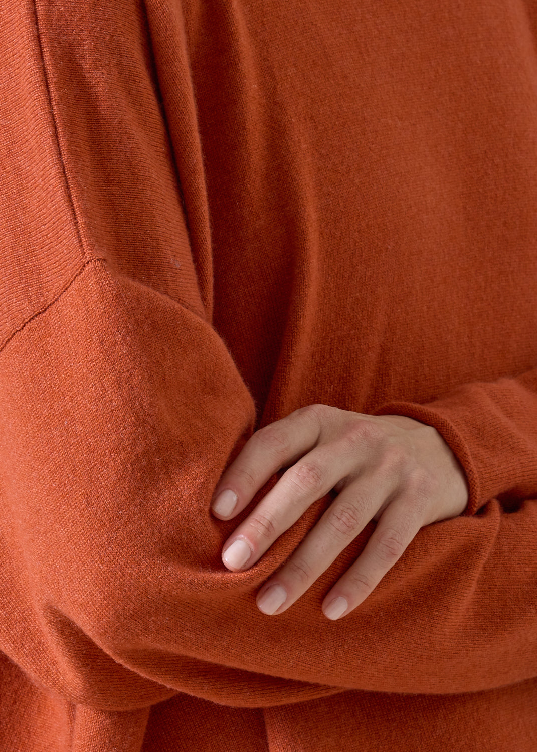 cashmere a-line bateau neck sweater - long (rust)