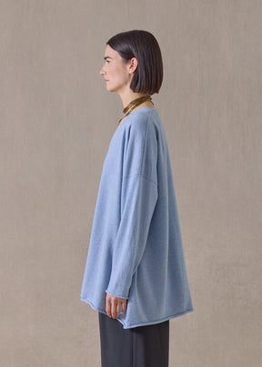 cashmere a-line v-neck sweater - long (bluewater)