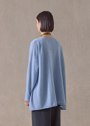 cashmere a-line v-neck sweater - long (bluewater)