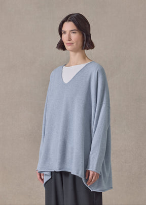 cashmere a-line v-neck sweater - long (bluewater)