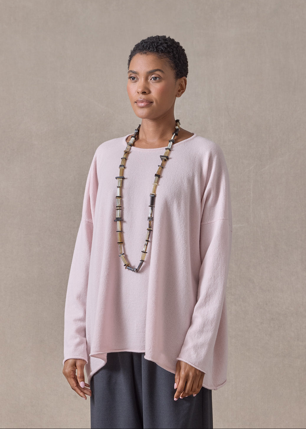 cashmere a-line bateau neck sweater - mid plus (cherryblossom)