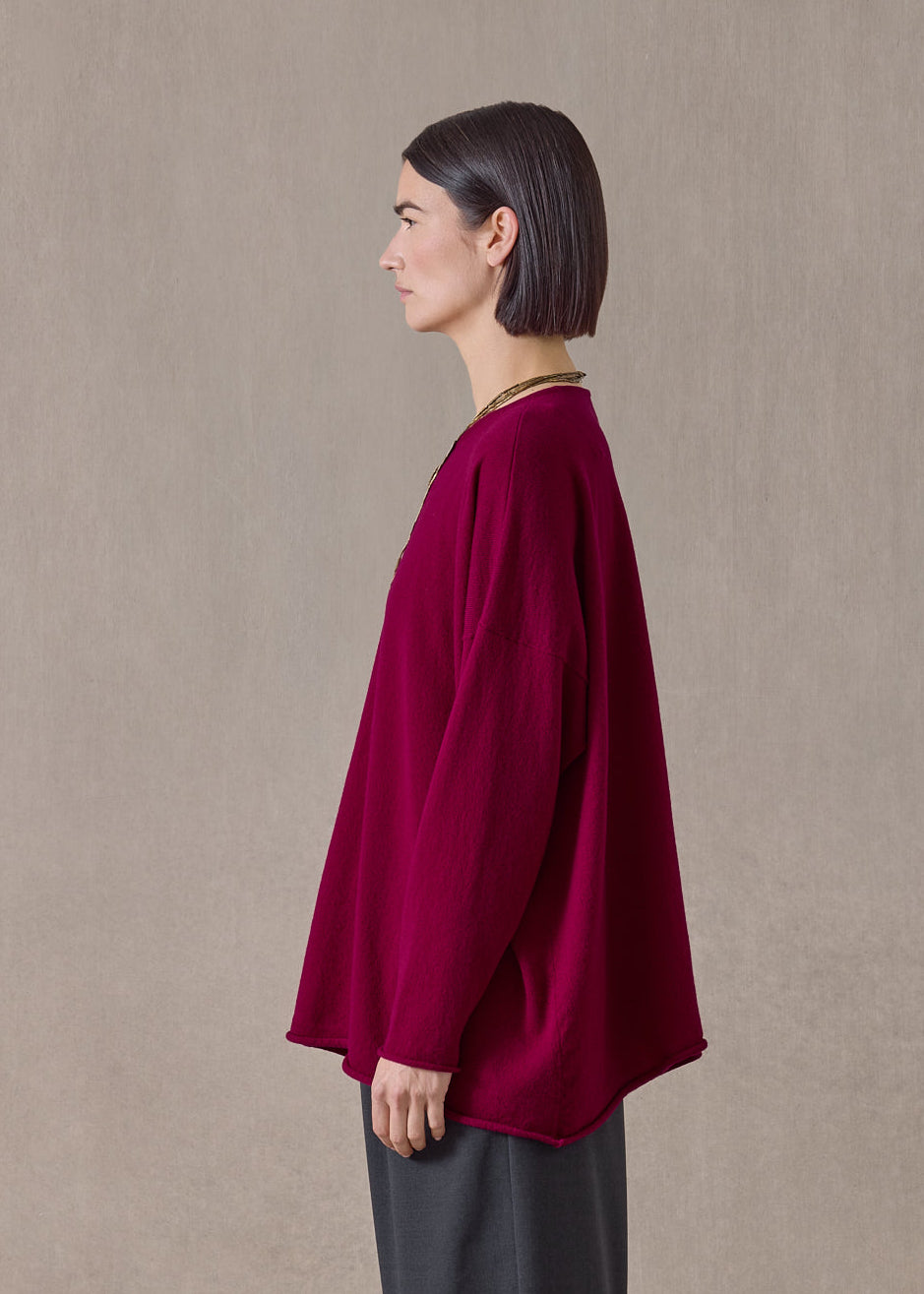 cashmere a-line bateau neck sweater - mid plus (magenta)