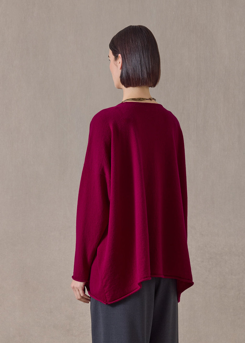 cashmere a-line bateau neck sweater - mid plus (magenta)