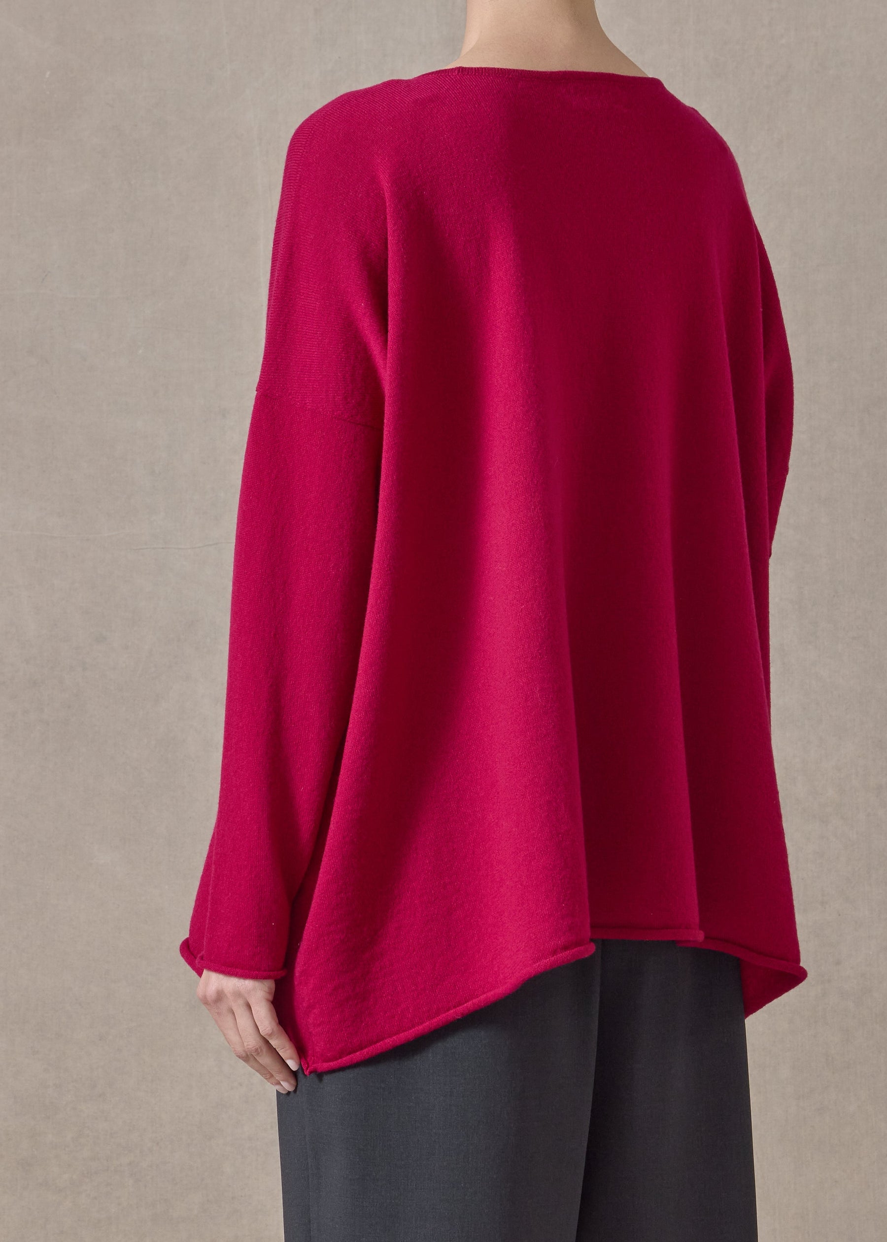 cashmere a-line bateau neck sweater - mid plus (magenta)