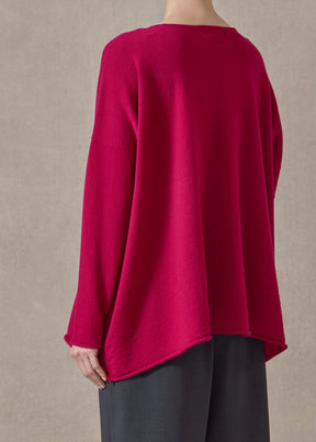 cashmere a-line bateau neck sweater - mid plus (magenta)
