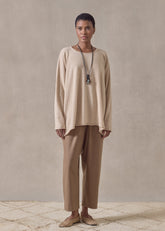 cashmere a-line bateau neck sweater - mid plus (sandstone)