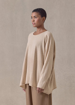 cashmere a-line bateau neck sweater - mid plus (sandstone)