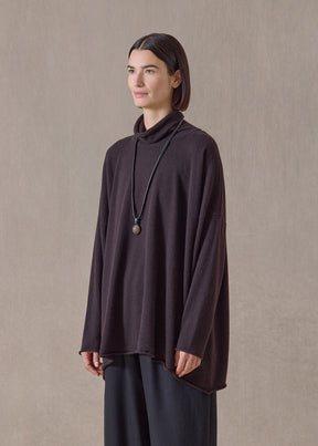 cashmere a-line scrunch neck neck sweater - long (cocoa)