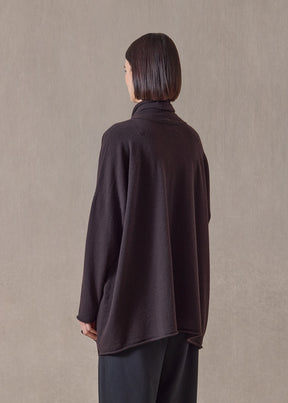 cashmere a-line scrunch neck neck sweater - long (cocoa)