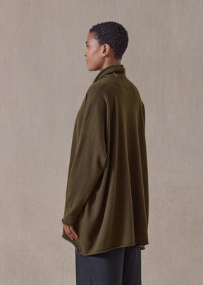 cashmere a-line scrunch neck neck sweater - long (lodenbronze)