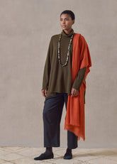 cashmere a-line scrunch neck neck sweater - long (lodenbronze)