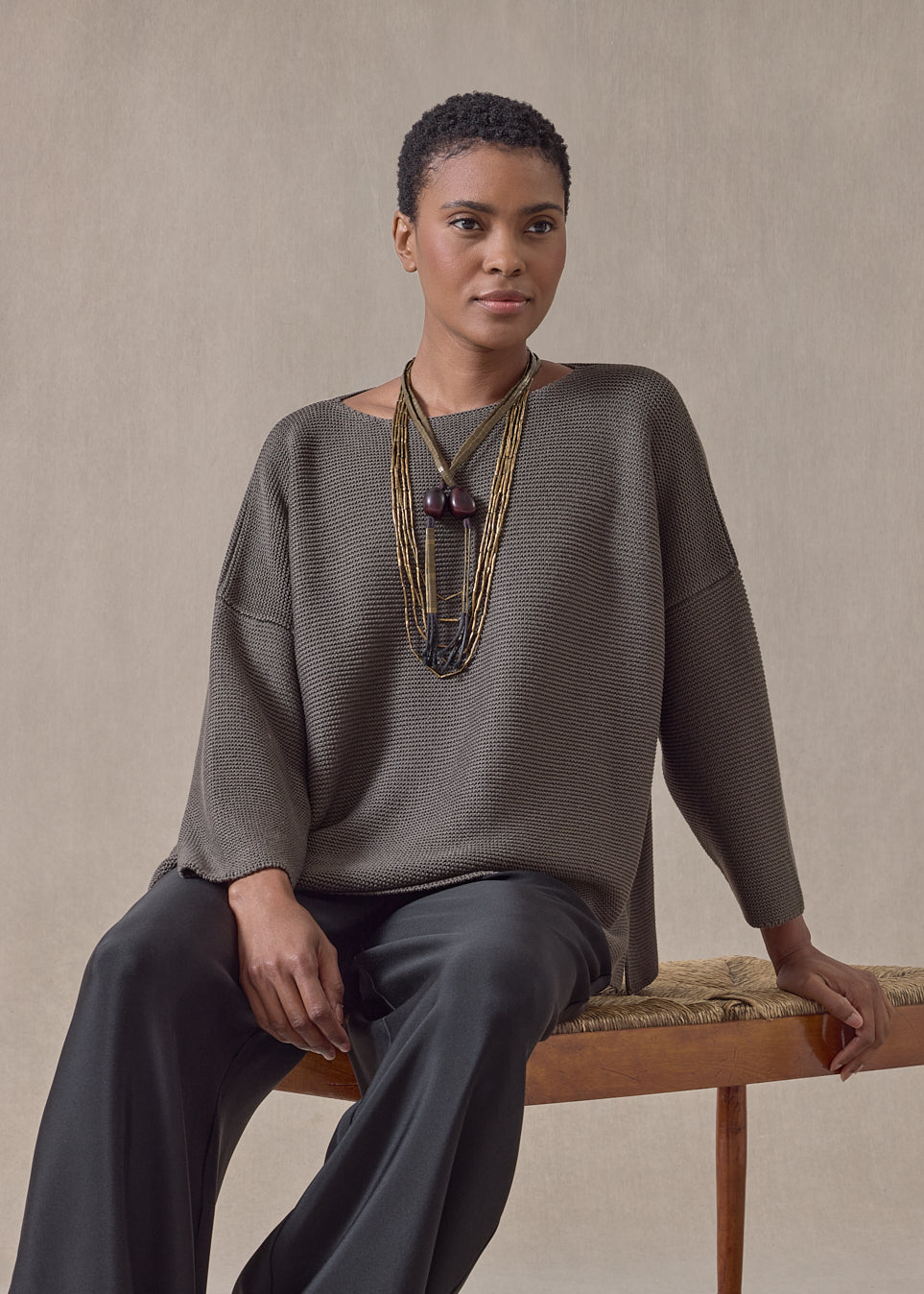 mulberry silk cropped bateau (darkbronze)
