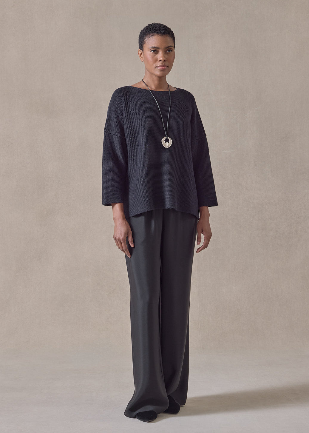 mulberry silk cropped bateau (navydark)