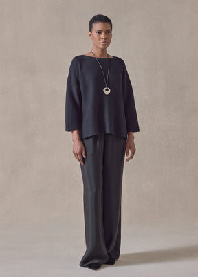 mulberry silk cropped bateau (navydark)