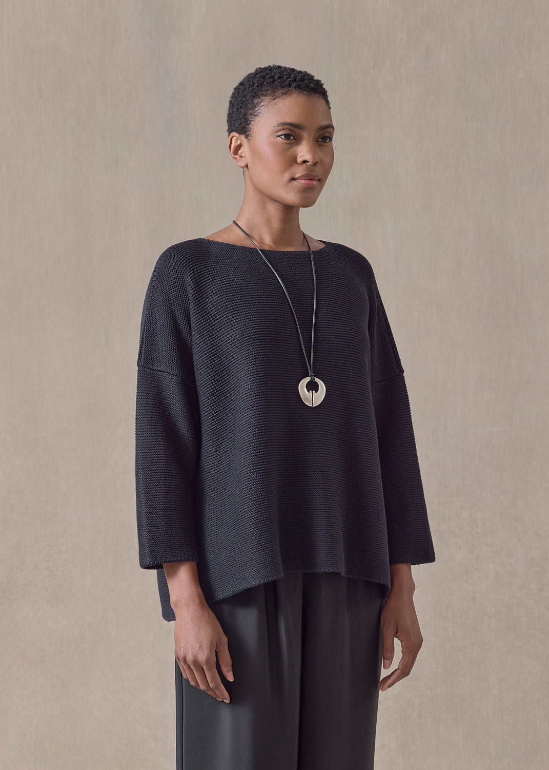 mulberry silk cropped bateau (navydark)